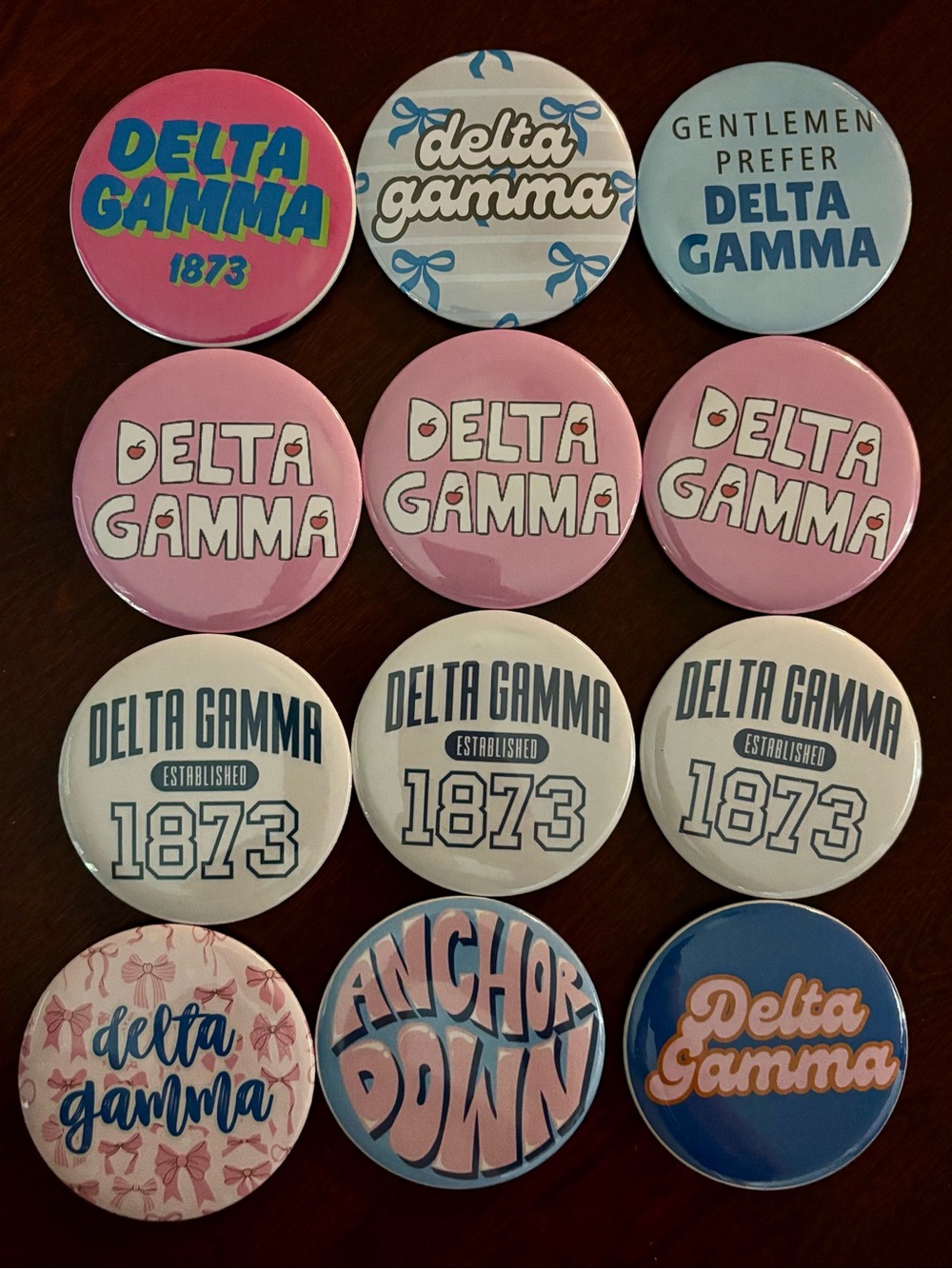 Delta Gamma Sorority Button Lot - set of 12